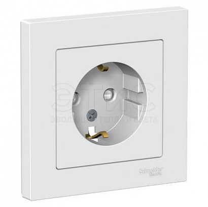 Розетка одинарная скрытая З/К  С/Ш 16А 250В IP20 белый в сборе ATLASDESIGN